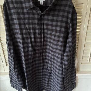 Croft & Barrow Men’s Flannel Shirt Black And Grey. 3XLT Button Up Soft!